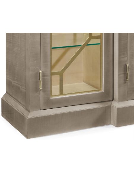 Breakfronts & China Cabinets Grey Sycamore Breakfront Display Cabinet with 4 Doors