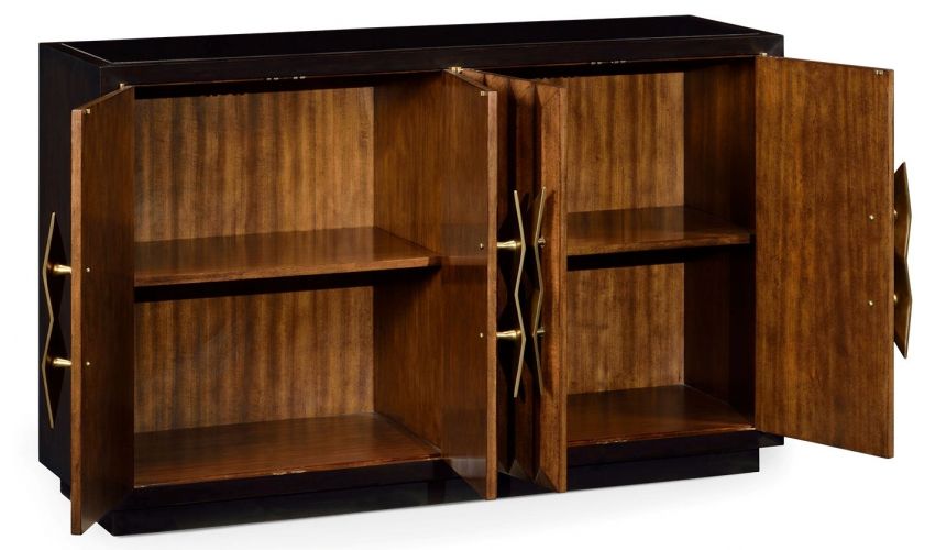Breakfronts & China Cabinets Modern Ebonized Sideboard with 4 Doors