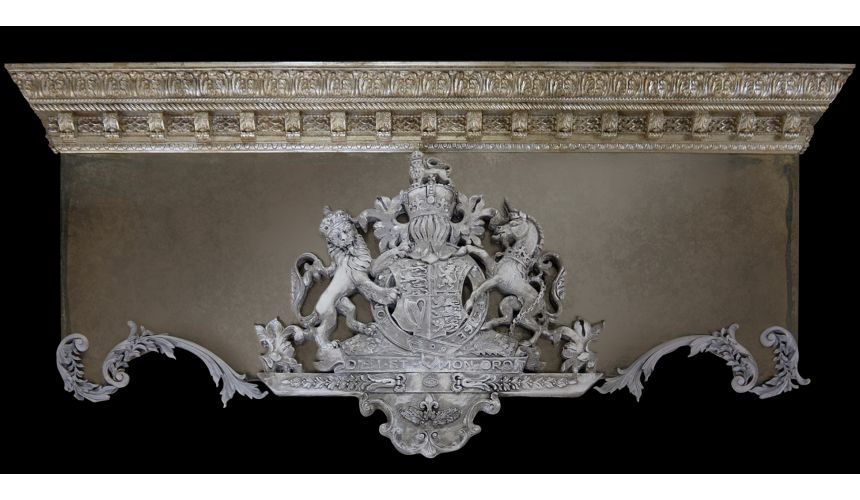 Furniture Masterpieces Drapery cornice with crest. Custom made.