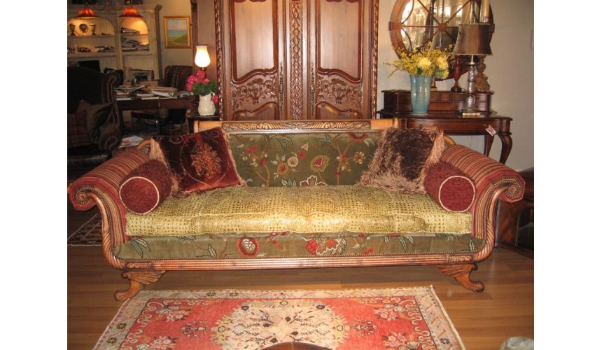 SOFA, COUCH & LOVESEAT Duncan Phyfe sofa with green gator leather