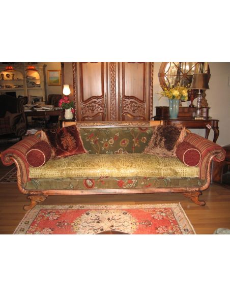 SOFA, COUCH & LOVESEAT Duncan Phyfe sofa with green gator leather