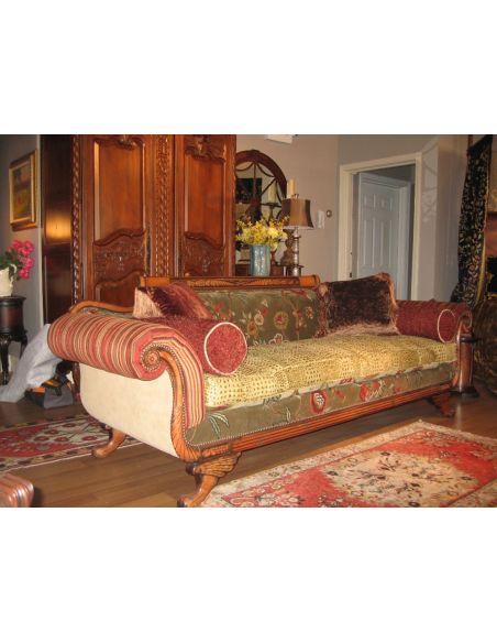 SOFA, COUCH & LOVESEAT Duncan Phyfe sofa with green gator leather