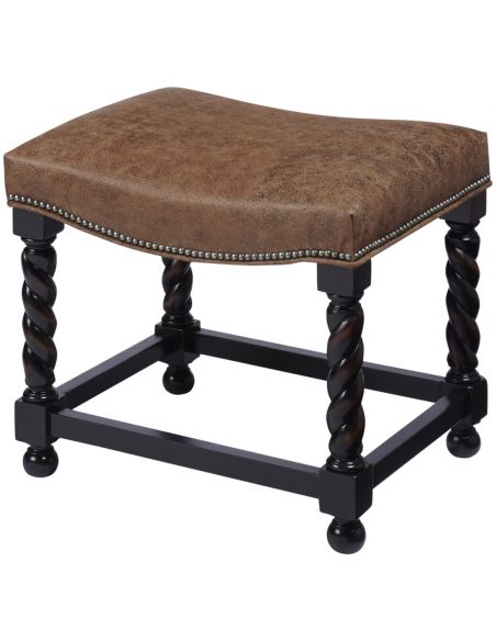 Rectangular Ottoman with Twisted Legs