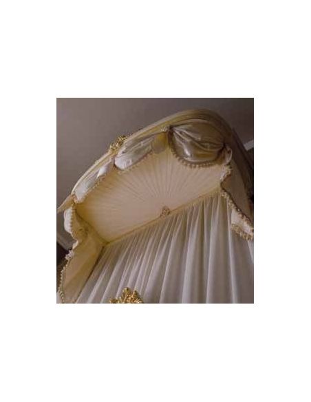 Queen and King Sized Beds Elegant master bedroom with drapery crown.