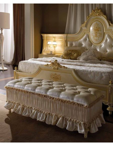 Queen and King Sized Beds Elegant master bedroom with drapery crown.