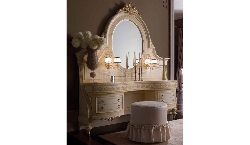 Queen and King Sized Beds Elegant master bedroom with drapery crown.