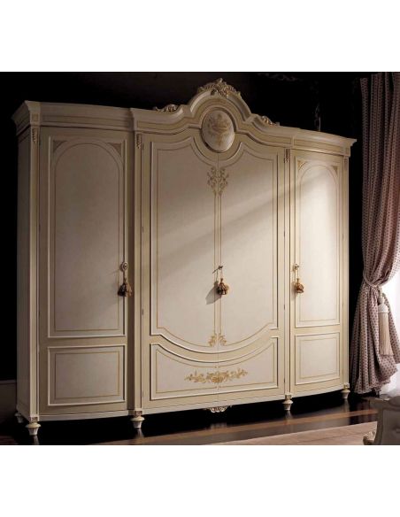 Queen and King Sized Beds Elegant master bedroom with drapery crown.