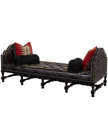 Western Style Bench with Tufted Seat
