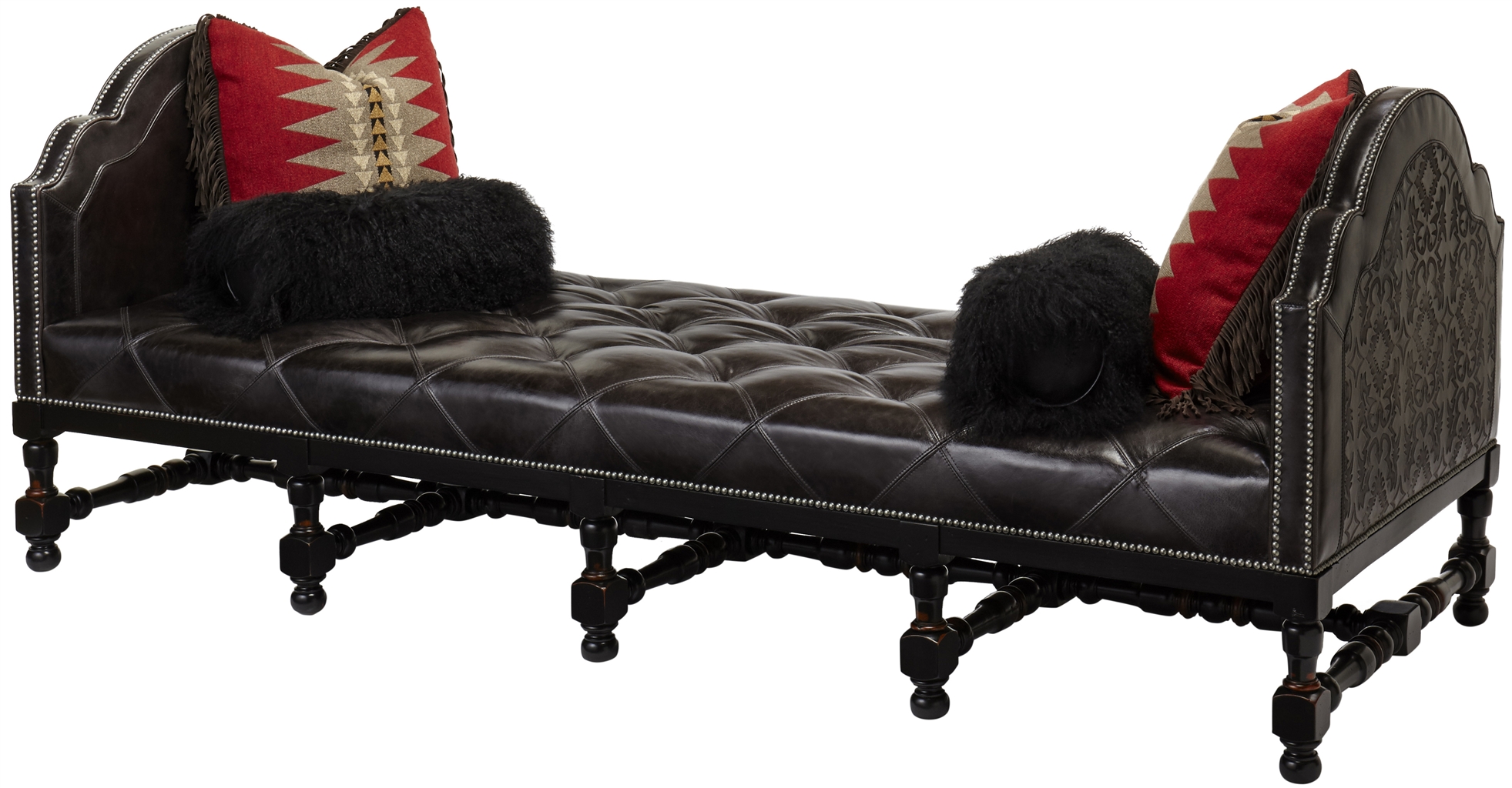 Luxury Leather & Upholstered Furniture Western Style Bench with Tufted Seat