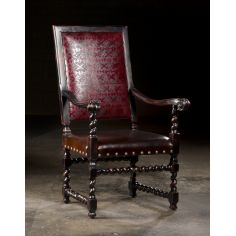 Dining Chairs Luxury Upholstered Furniture, Embossed Leather Arm Chair