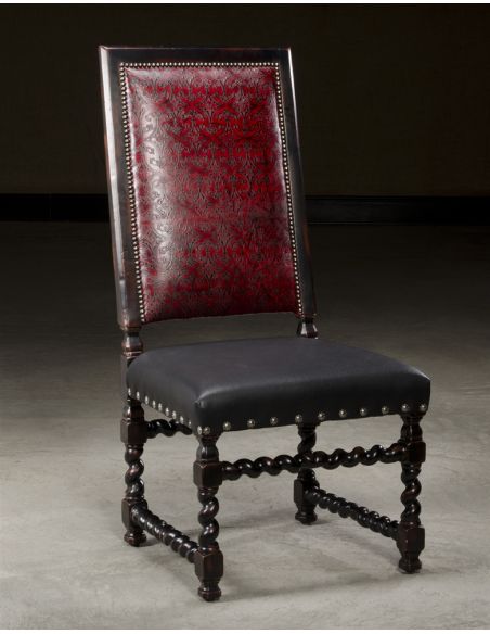 Luxury Upholstered Furniture, Embossed Leather Side Chair