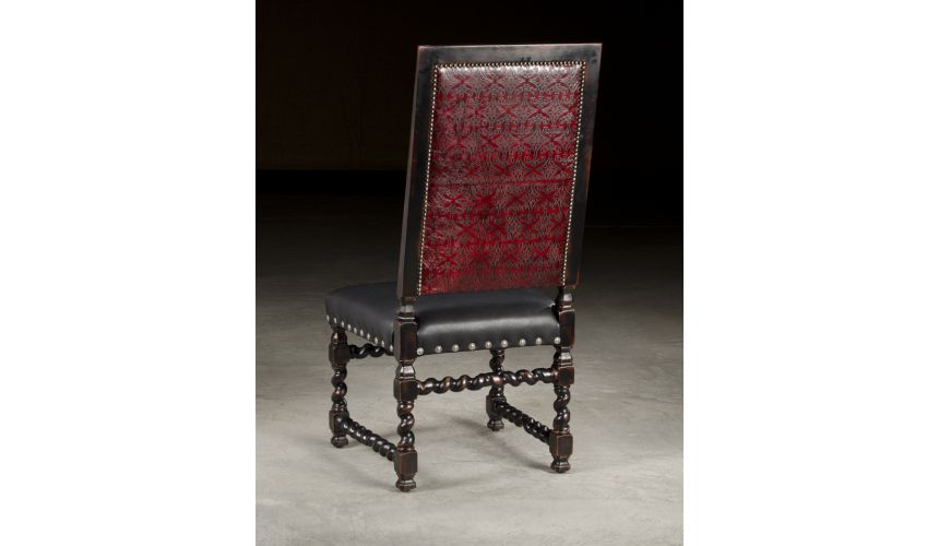 Dining Chairs Luxury Upholstered Furniture, Embossed Leather Side Chair