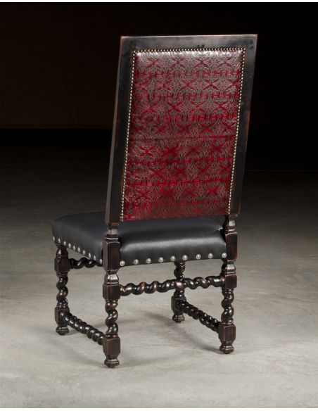 Dining Chairs Luxury Upholstered Furniture, Embossed Leather Side Chair