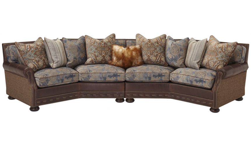 Luxury Leather & Upholstered Furniture Upholstered Sofa with Nail-Head Trims