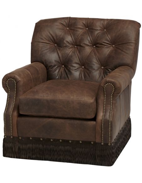 Tufted Arm Chair with patterned footrest