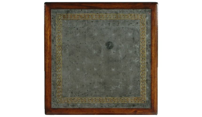 Square & Rectangular Side Tables End table eglomise glass top