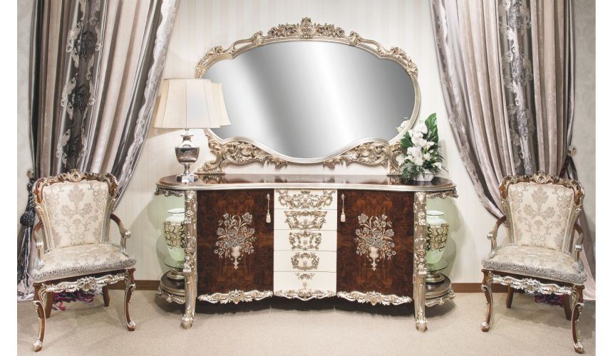 Breakfronts & China Cabinets 11 Exquisite marquetry work. Breakfront and matching mirror.