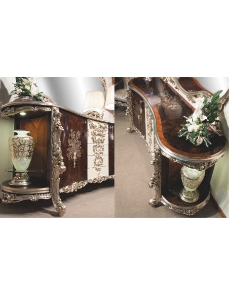 Breakfronts & China Cabinets 11 Exquisite marquetry work. Breakfront and matching mirror.