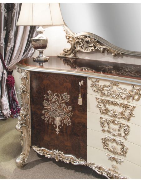 Breakfronts & China Cabinets 11 Exquisite marquetry work. Breakfront and matching mirror.