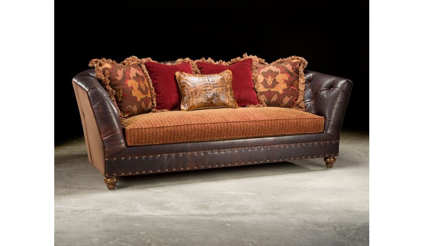 SOFA, COUCH & LOVESEAT Fabric and leather Tufted Sofa