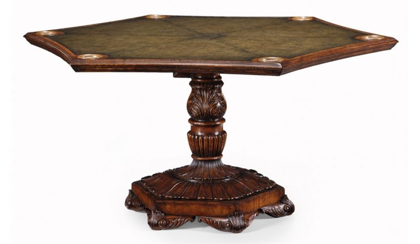 Game Card Tables & Game Chairs Fancy card or game table leather top seating for six players