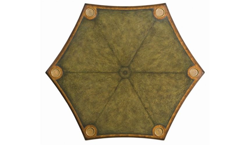 Game Card Tables & Game Chairs Fancy card or game table leather top seating for six players