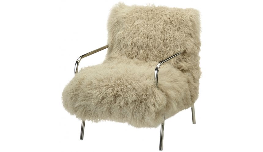 Luxury Leather & Upholstered Furniture Furry Metal Chair