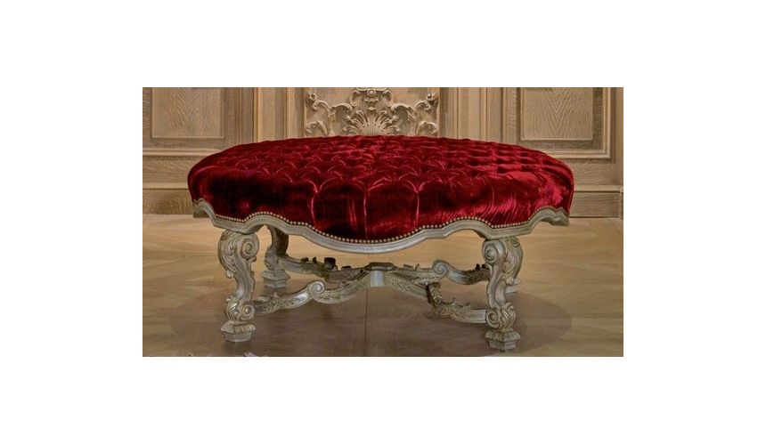 Luxury Leather & Upholstered Furniture Fancy Ottoman. Stylish Furnishings