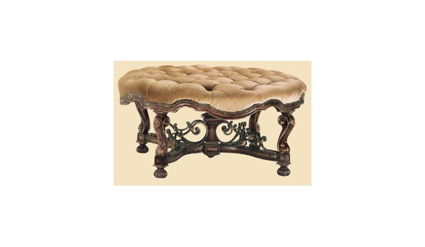 Luxury Leather & Upholstered Furniture Fancy Ottoman. Stylish Furnishings