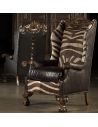 Luxury Leather & Upholstered Furniture Finely Carved Arm Chair. Fine Furnishings