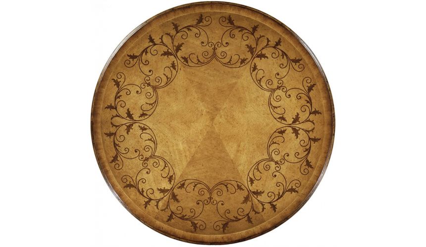 Round & Oval Side Tables Distressed Walnut Round Side Table-79
