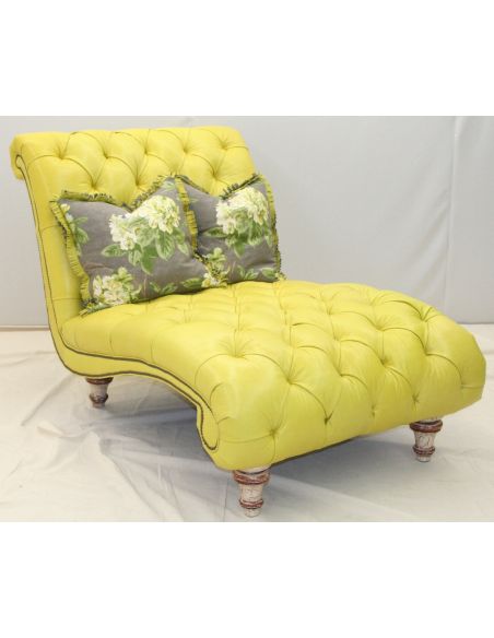 Fly by tufted yellow chaise. 55212