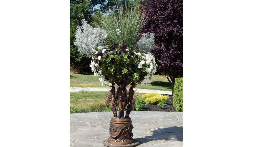 Decorative Accessories Bronze Statue of Four Maidens Holding a Planter