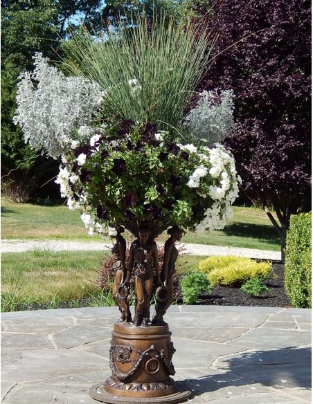 Decorative Accessories Bronze Statue of Four Maidens Holding a Planter