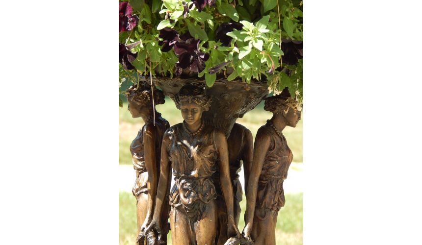 Decorative Accessories Bronze Statue of Four Maidens Holding a Planter