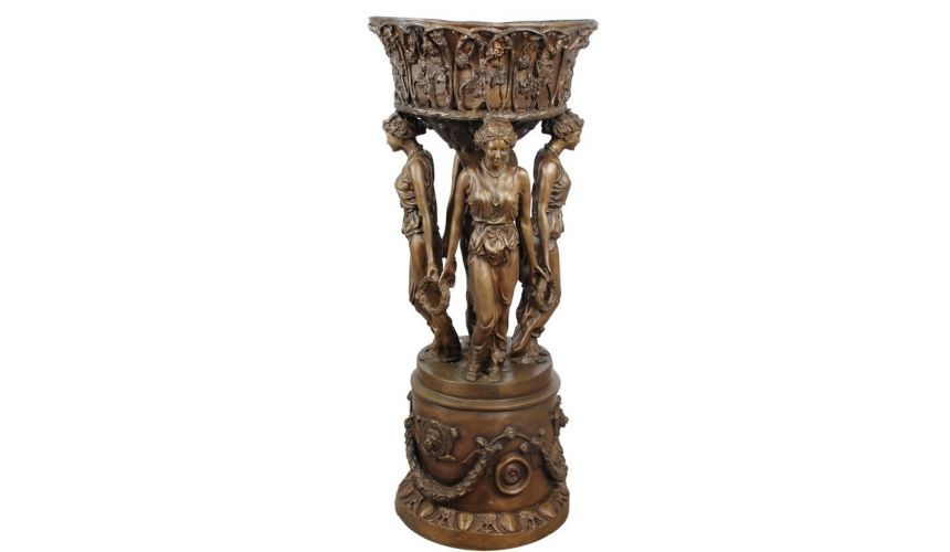 Decorative Accessories Bronze Statue of Four Maidens Holding a Planter
