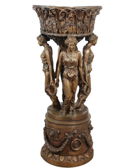 Decorative Accessories Bronze Statue of Four Maidens Holding a Planter
