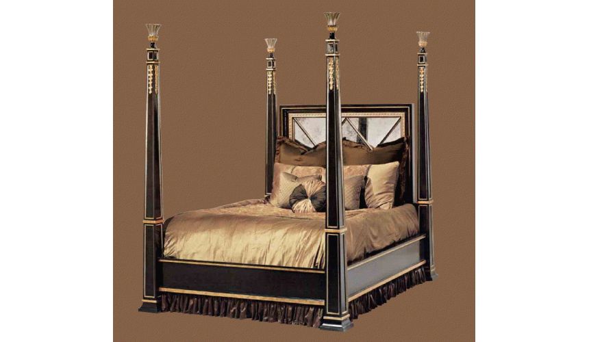 Four Poster Bed Inset Antique Mirror, Antique 4 Poster Bed Frame