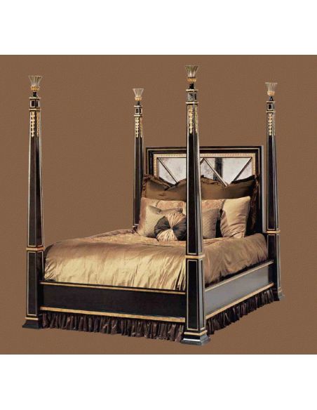 Four Poster Bed, inset Antique Mirror detailing