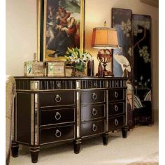 Queen and King Sized Beds Four Poster Bed, inset Antique Mirror detailing 2