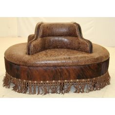 Leather patches chair and ottoman, embossed diamond pattern