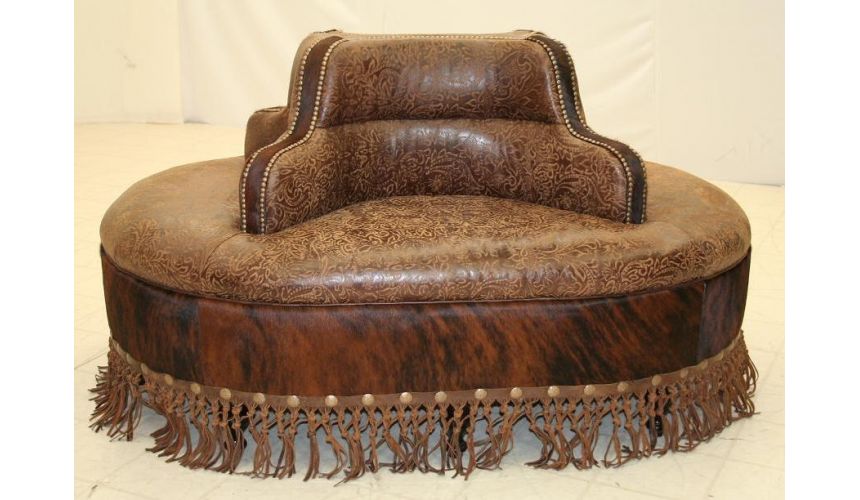 Four seater leather center bench