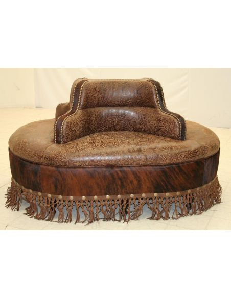 Four seater leather center bench