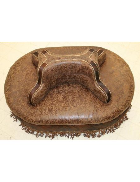 Four seater leather center bench