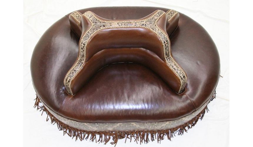 Four seater leather center bench 4