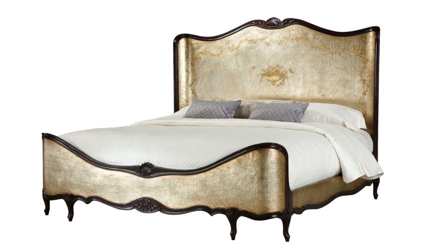 LUXURY BEDROOM FURNITURE French style bed, gold decorated bed.