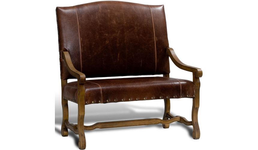 Luxury Leather & Upholstered Furniture Punched Leather Settee