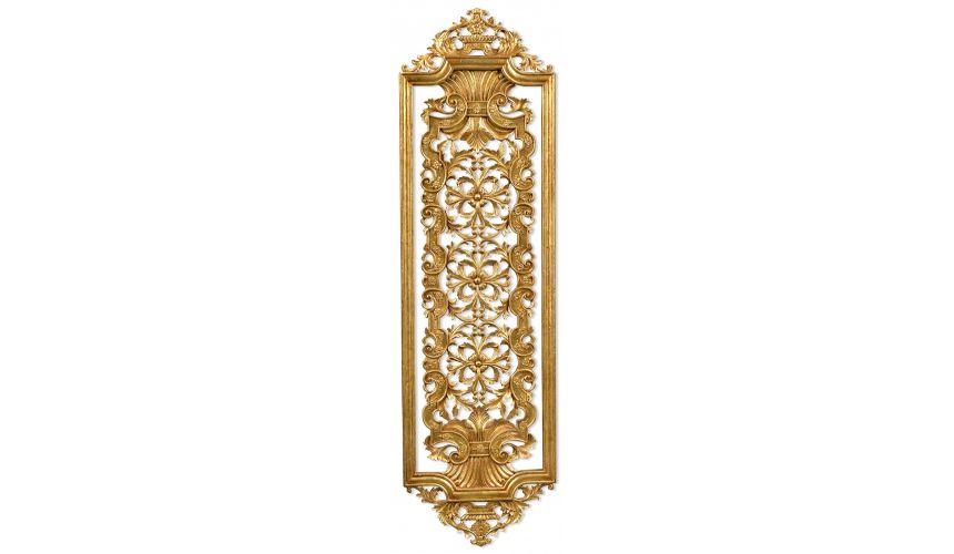 Decorative Accessories Hand carved pair of solid wood and gilded wall panel. Antique reproduction