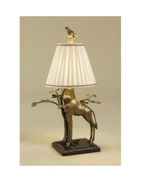 Whimsical giraffe table lamp. Brass with a granite base.