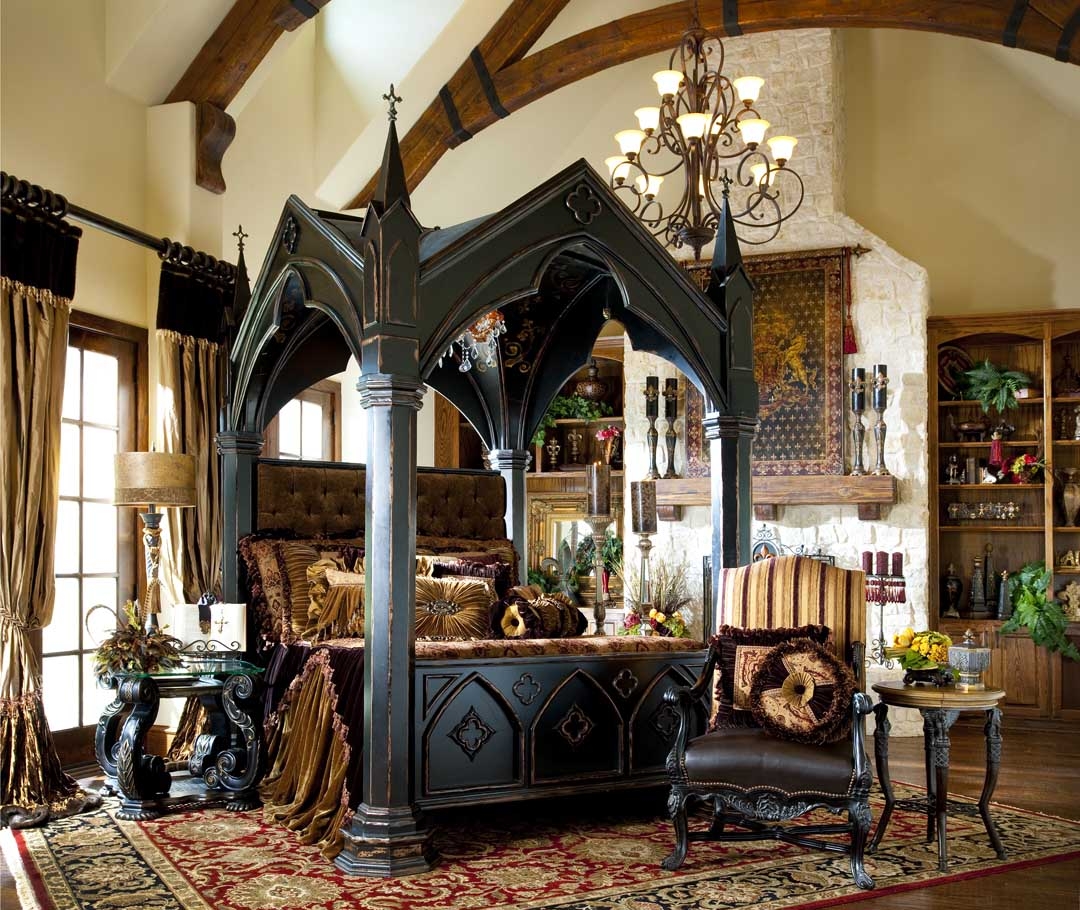 LUXURY BEDROOM FURNITURE Gothic Home Furnishings - Gothic canopy bed fashion forward Custom made